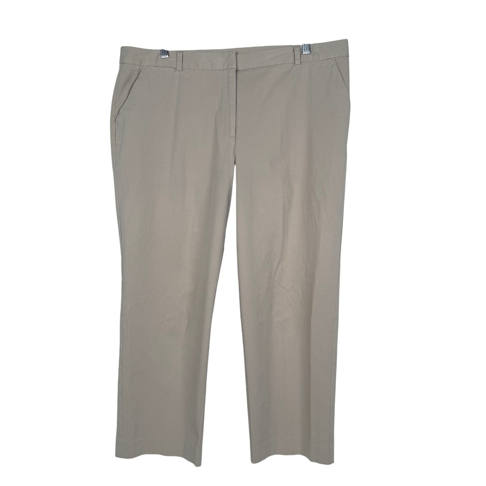 Chico's Brigitte So Slimming Pants Women 3 Tan Khaki Ankle Straight Leg Stretch